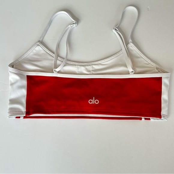 ALO Yoga Airlift Car Club Sports Bra Red White Adjustable Size Medium NWOT - Picture 5 of 8